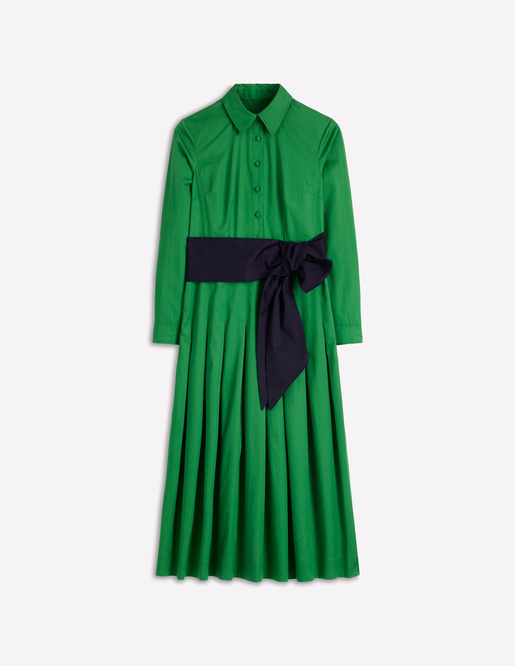 Maxi Pleated Bow Dress-Green Navy