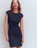 Delilah Twist Short Dress-Navy