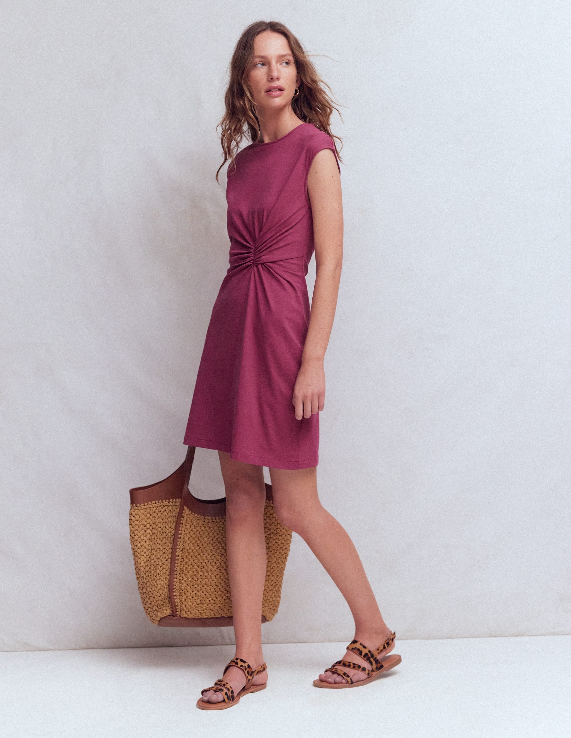 Delilah Twist Short Dress-Raspberry Coulis