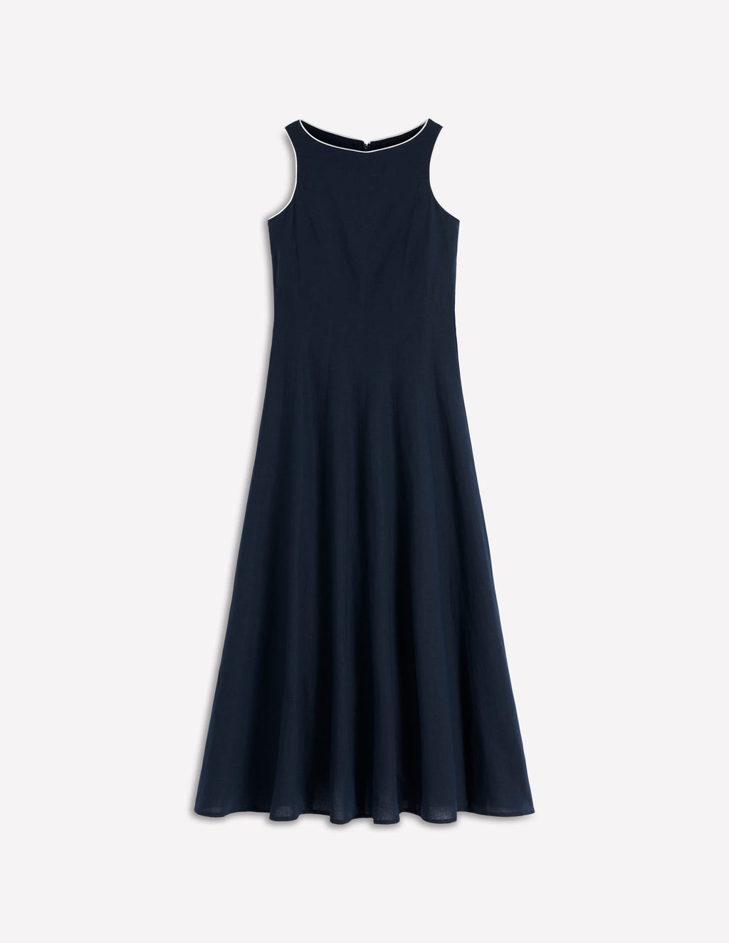 Annet Linen Blend Midi Dress-Navy