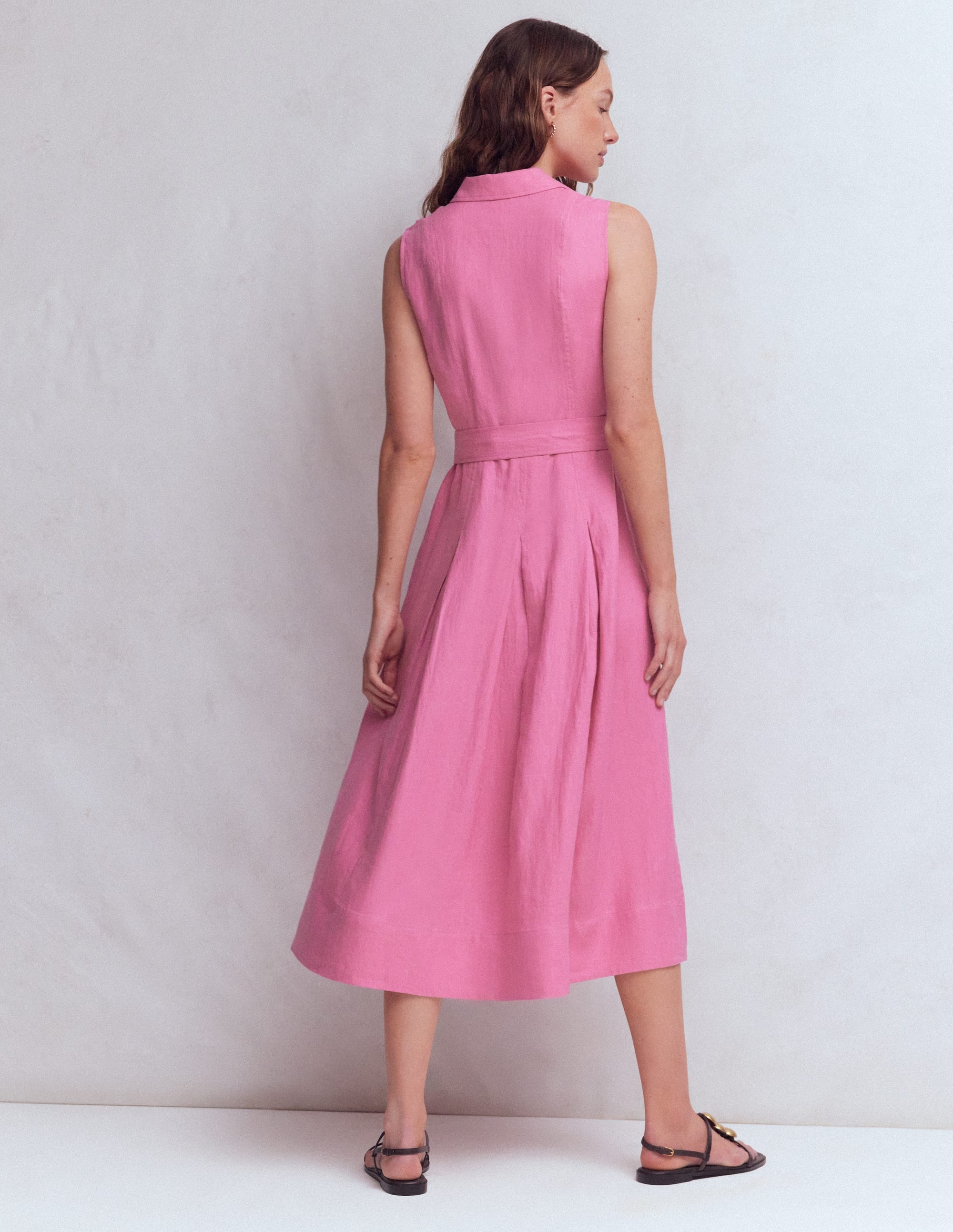 Belinda Linen Shirt Dress-Pink Parfait