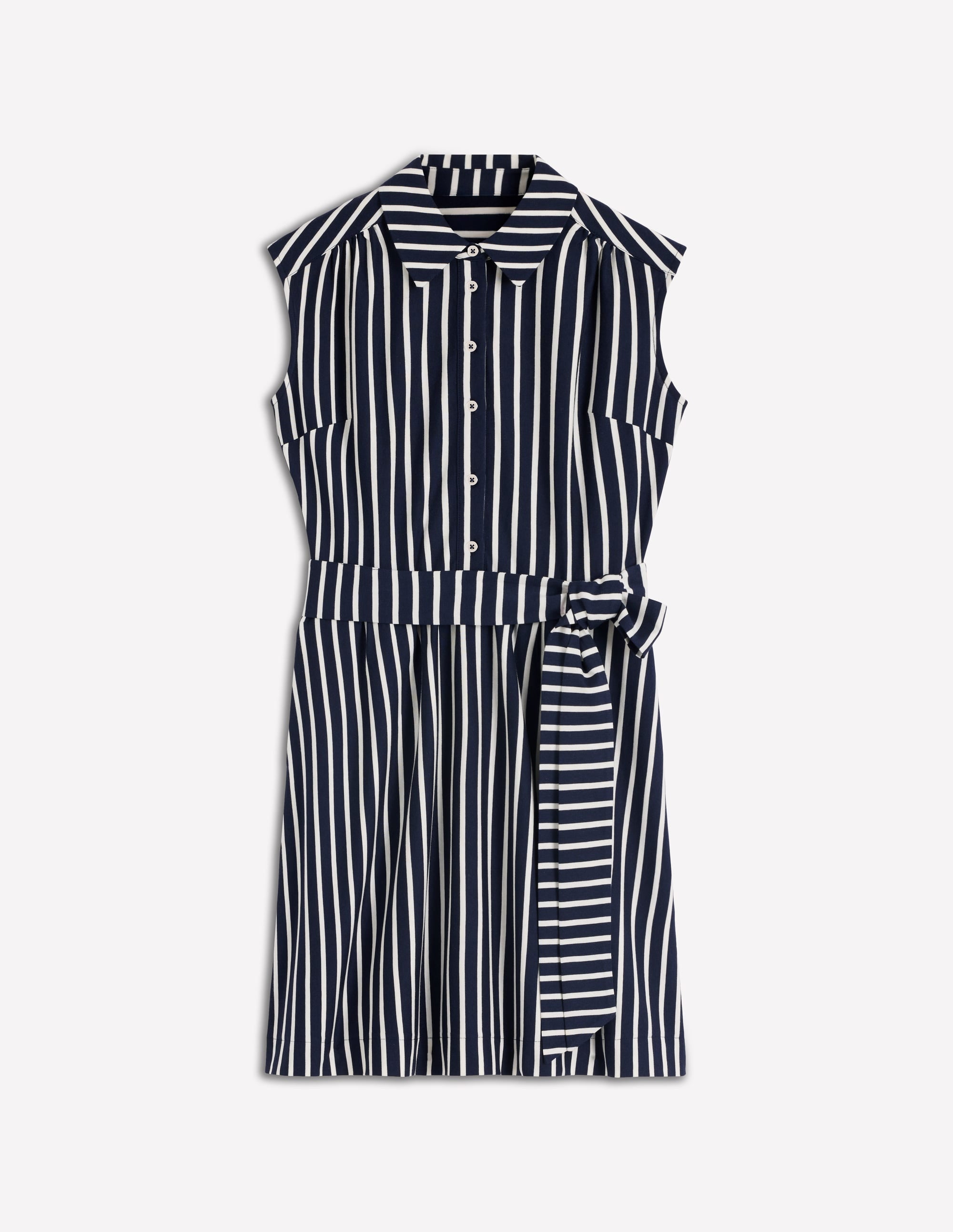 Honor Short Jersey Shirt Dress-Navy and White Stripe
