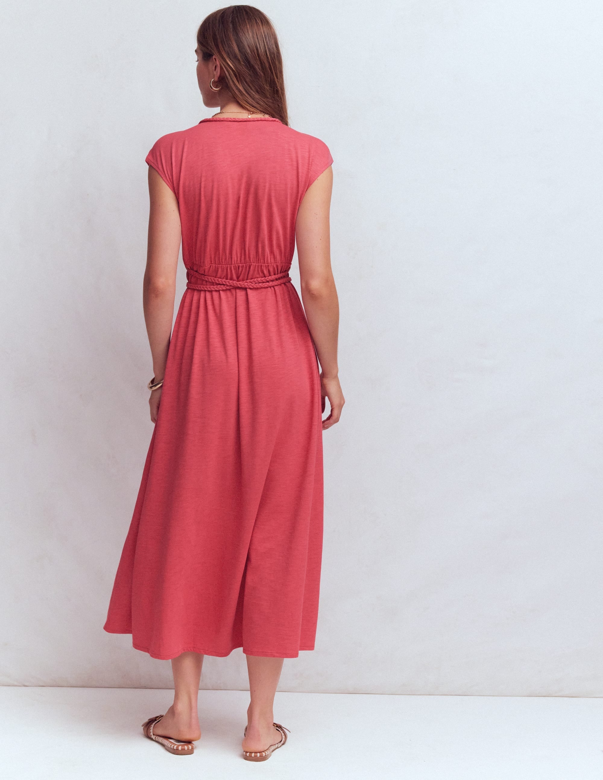 Heidi Ruched Rope Jersey Dress-Winter Blush