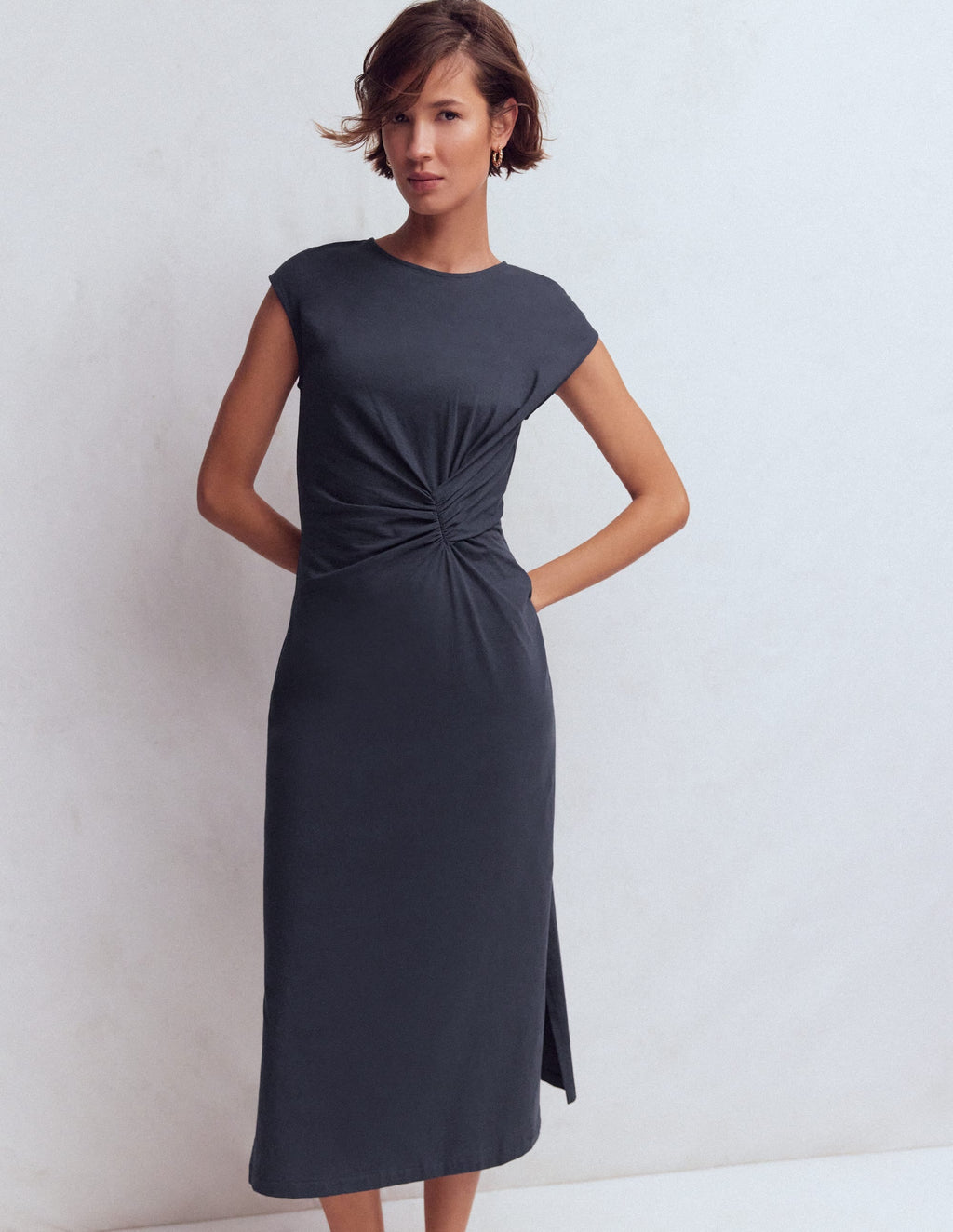 Delilah Twist Midi Dress-Navy