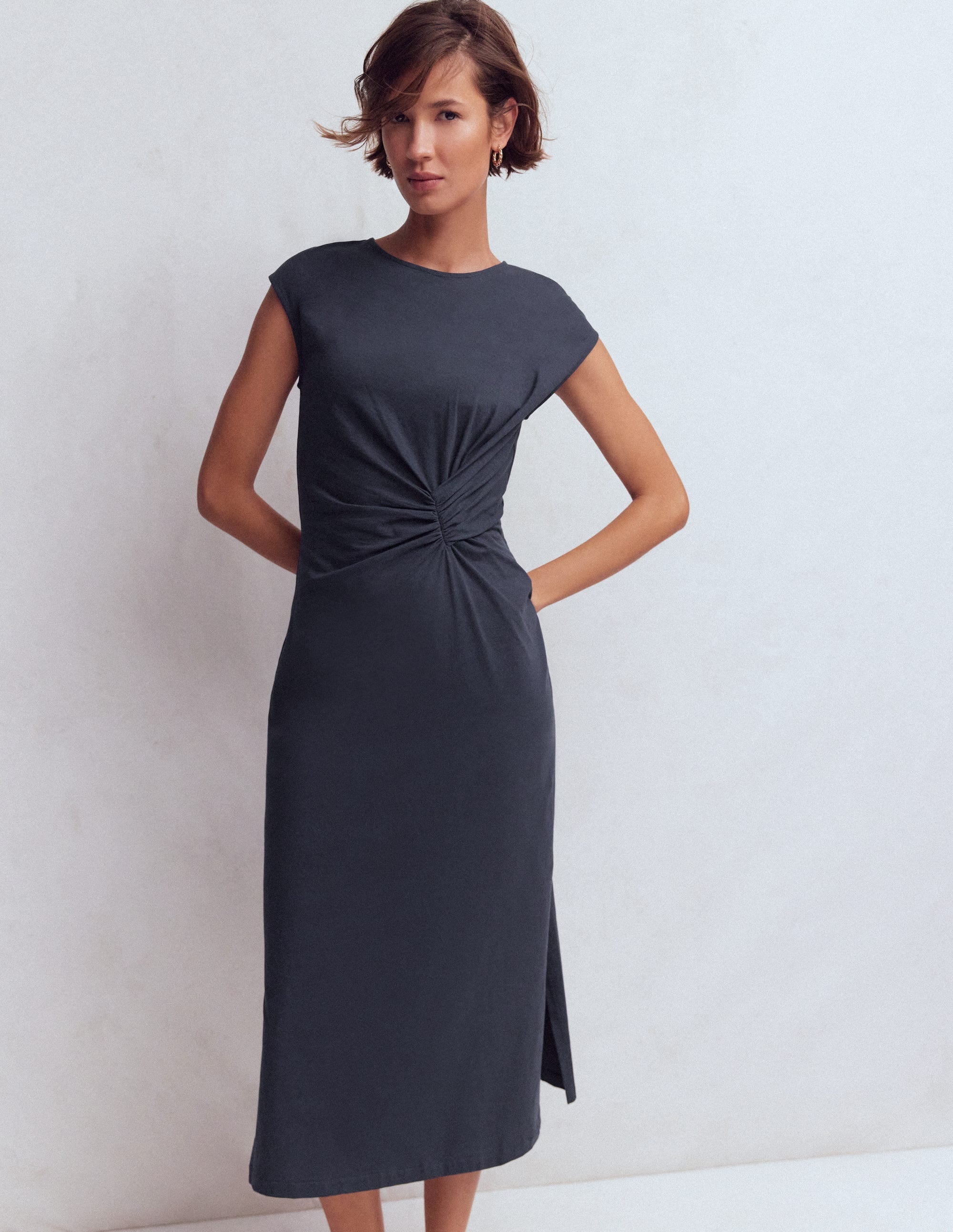 Delilah Twist Midi Dress-Navy