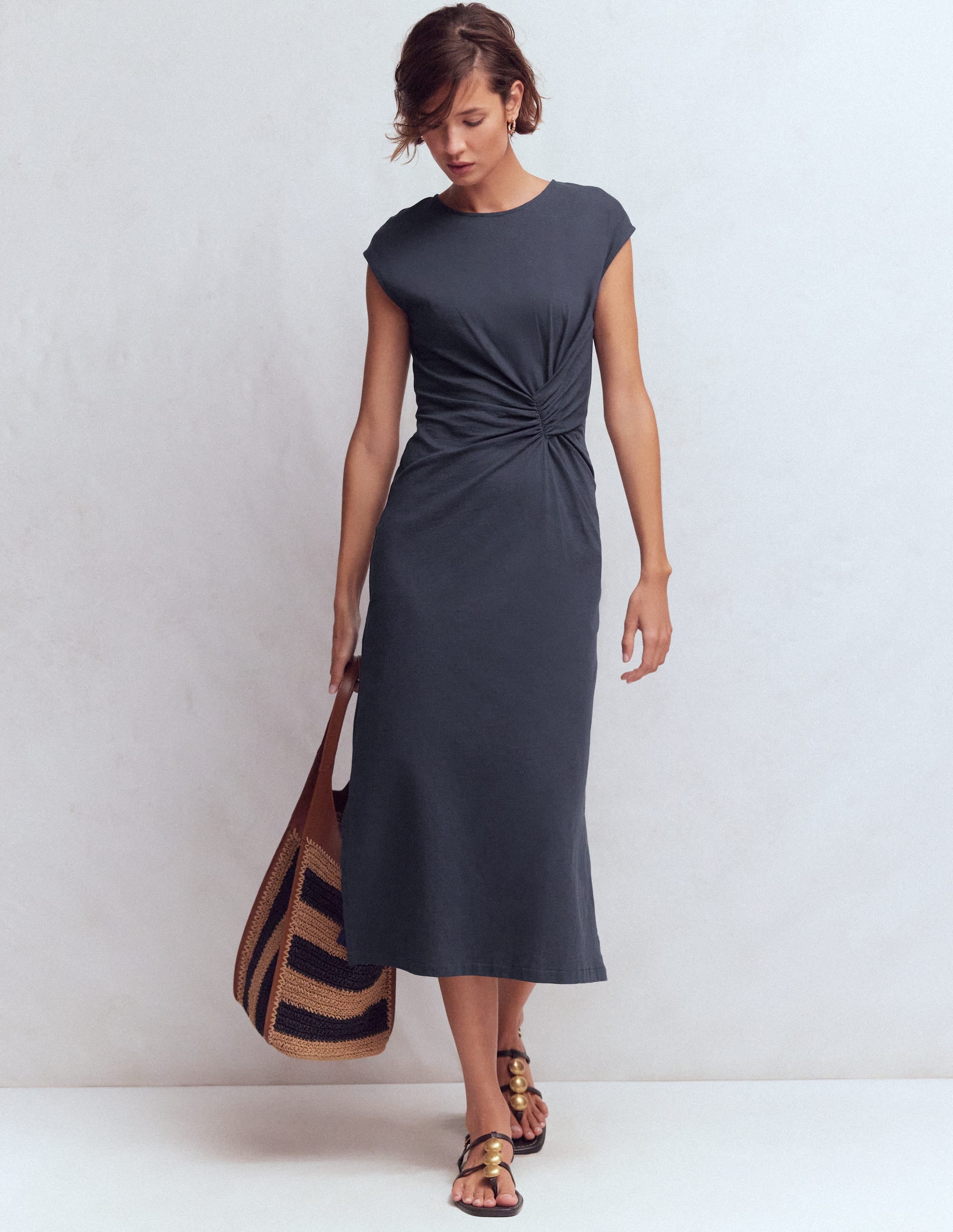 Delilah Twist Midi Dress-Navy