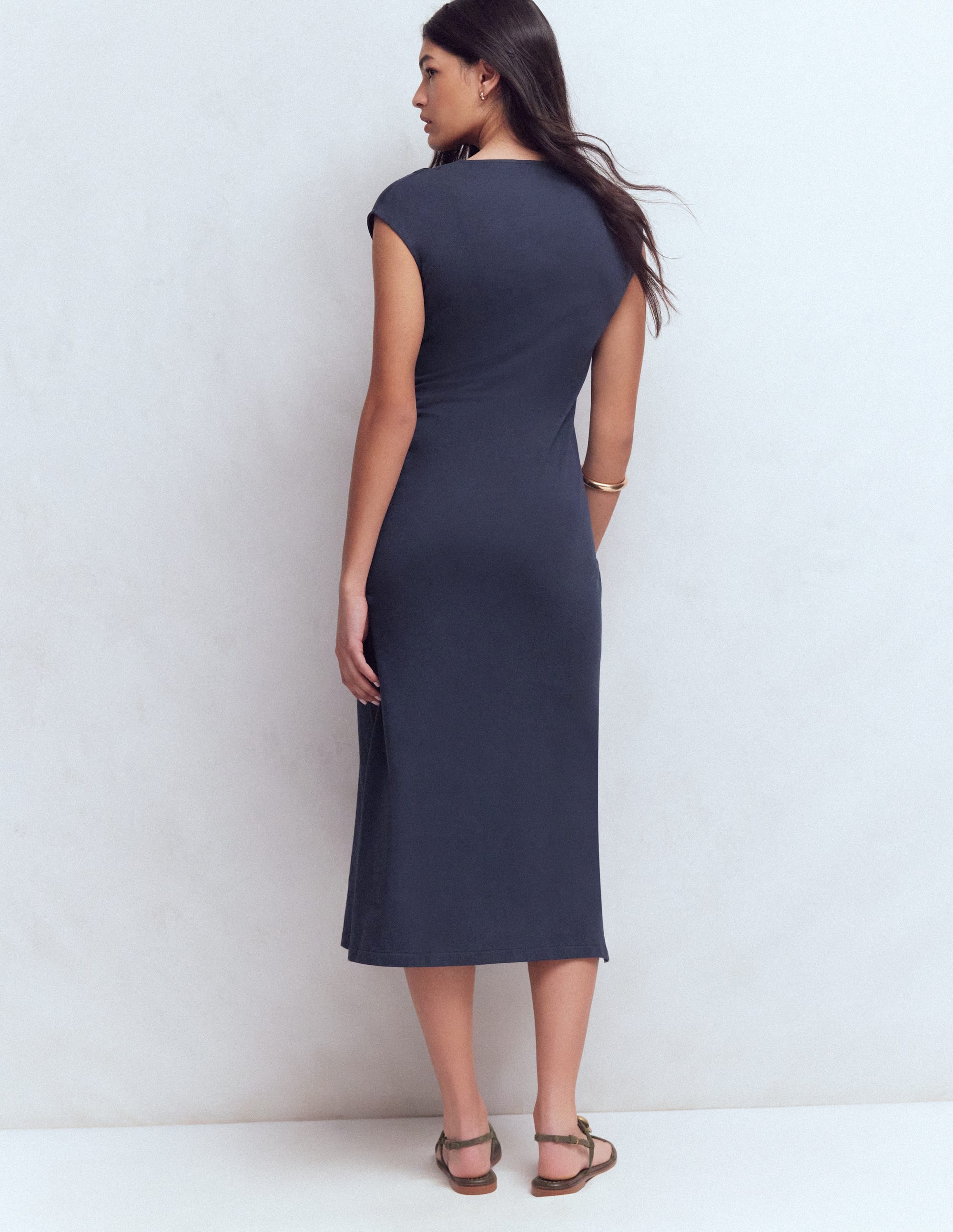 Delilah Twist Midi Dress-Navy