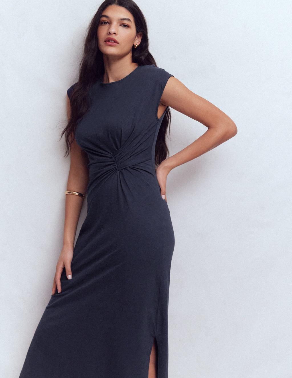 Delilah Twist Midi Dress-Navy