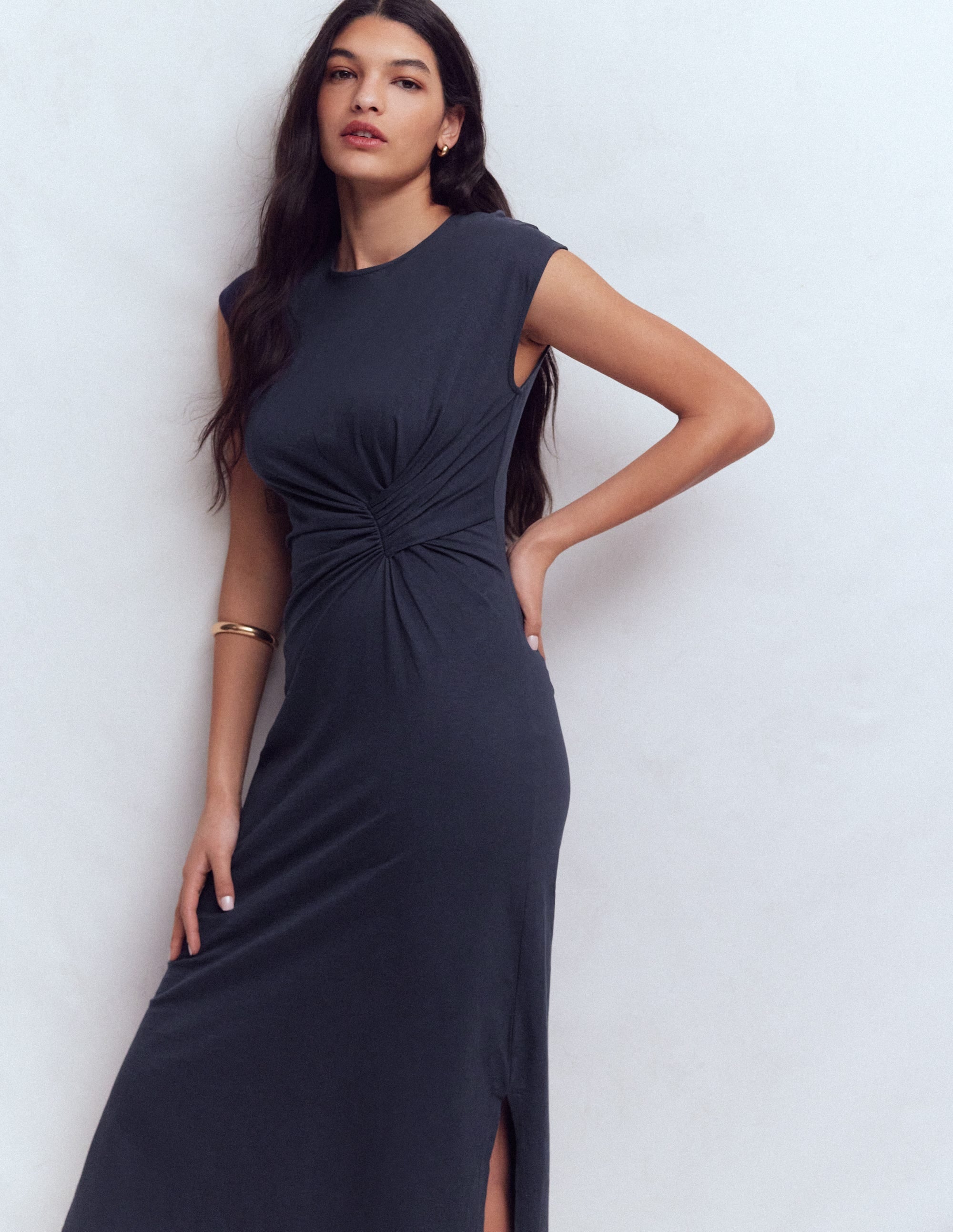 Delilah Twist Midi Dress-Navy