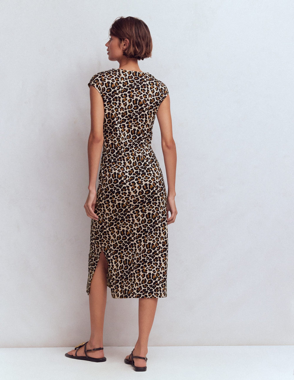 Delilah Twist Midi Dress-Almond Milk, Cheetah Pop