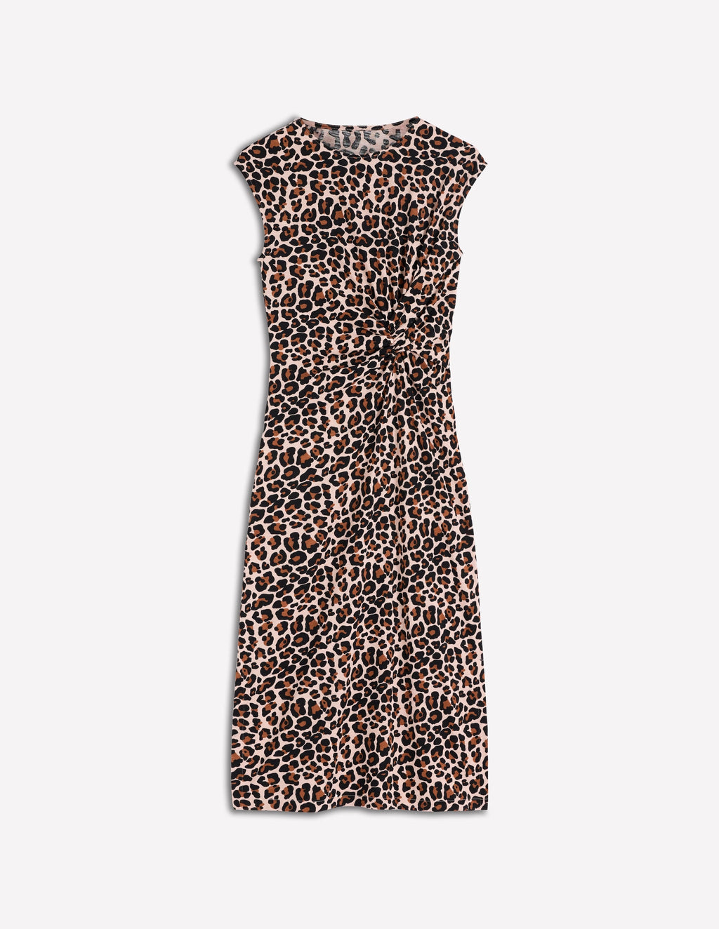 Delilah Twist Midi Dress-Almond Milk, Cheetah Pop