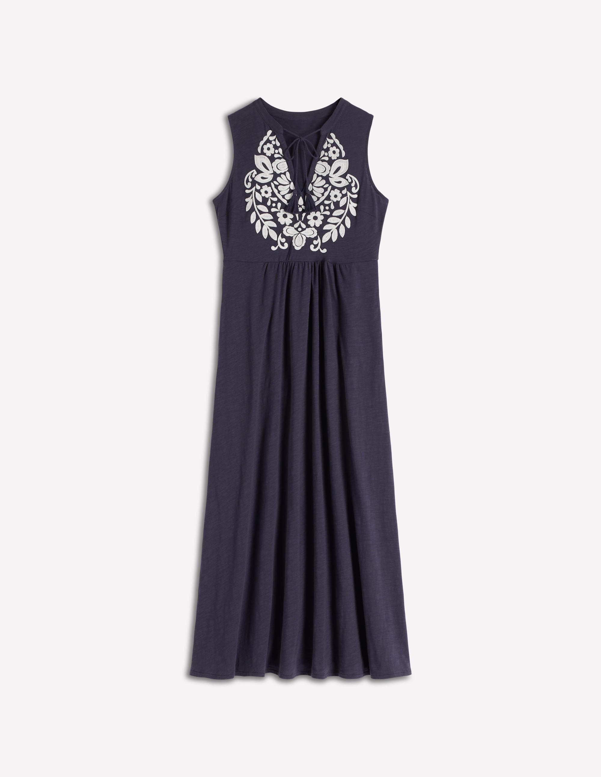 Notch Neck Jersey Maxi Dress-Navy