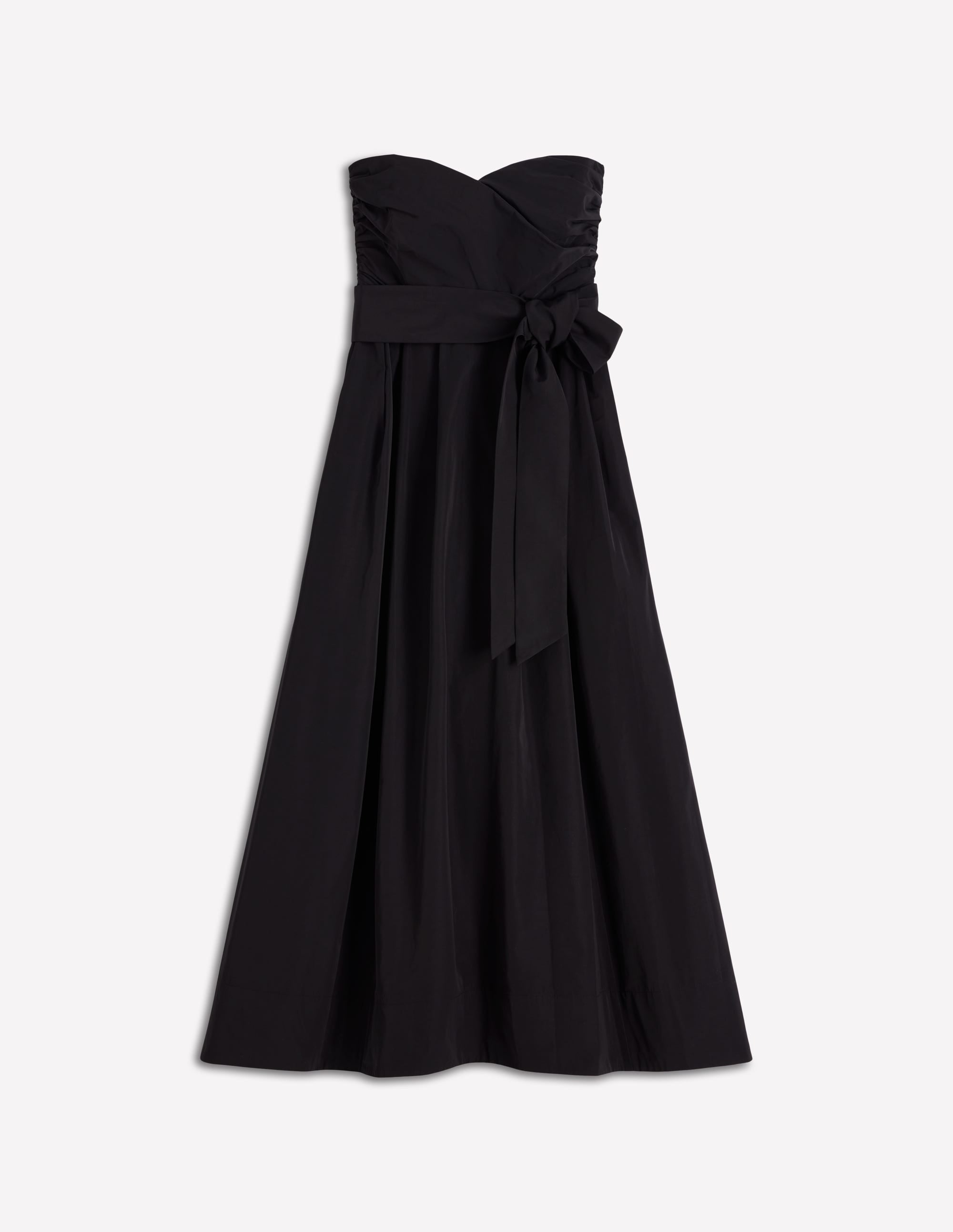 Strapless Taffeta Dress-Black