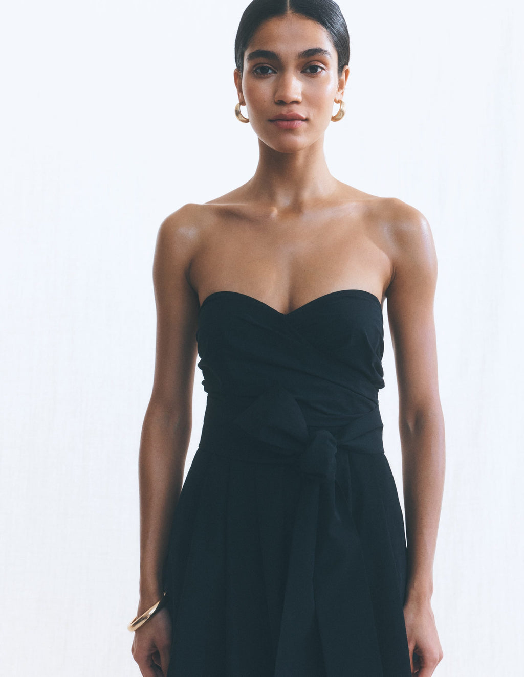 Strapless Taffeta Dress-Black